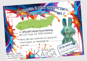 Invitation anniversaire fluid painting